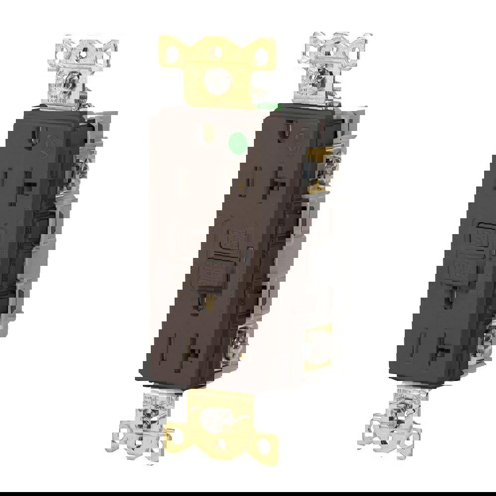 GFCI Receptacles; Grade: Commercial; Hospital ; Receptacle Type: Duplex ; NEMA Configuration: 5-20R ; Amperage: 20 ; Reset Type: Manual ; Wiring Method: Back; Side
